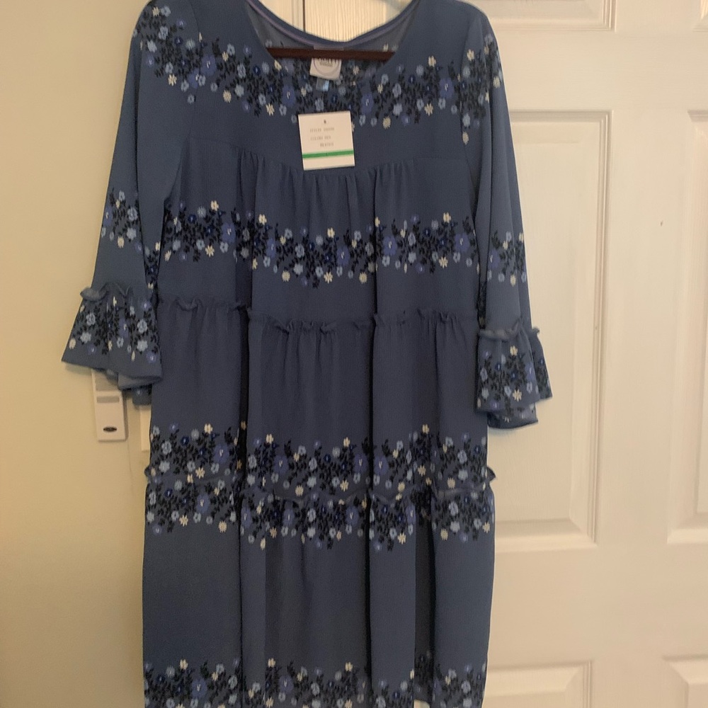 Violet Weekend Ruffle Tier Dress, Size Large